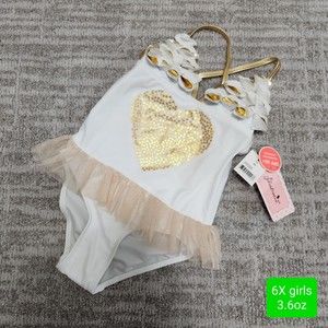 Floatimini tutu gold heart one piece swimsuit size 6X